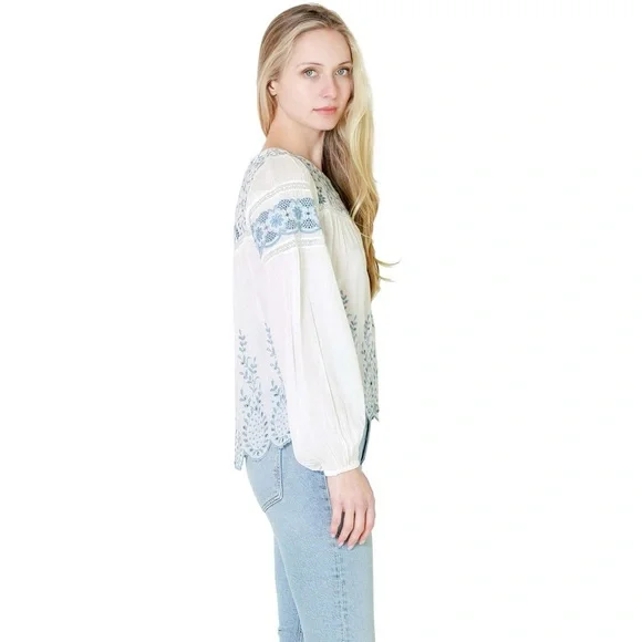 LoveShackFancy Badyn Blouse — Ivory Shores